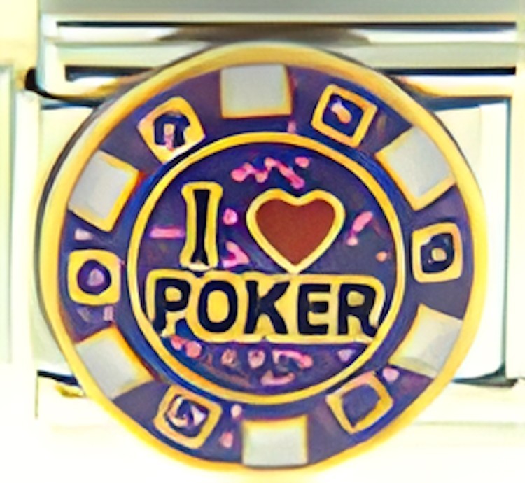 I Love Poker Purple Chip Enamel 9mm Italian Charm Bracelet Link Casino Cards Fun