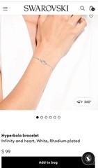 Swarovski Hyperbola Bracelet White Rhodium Plated Infinity and Heart Design