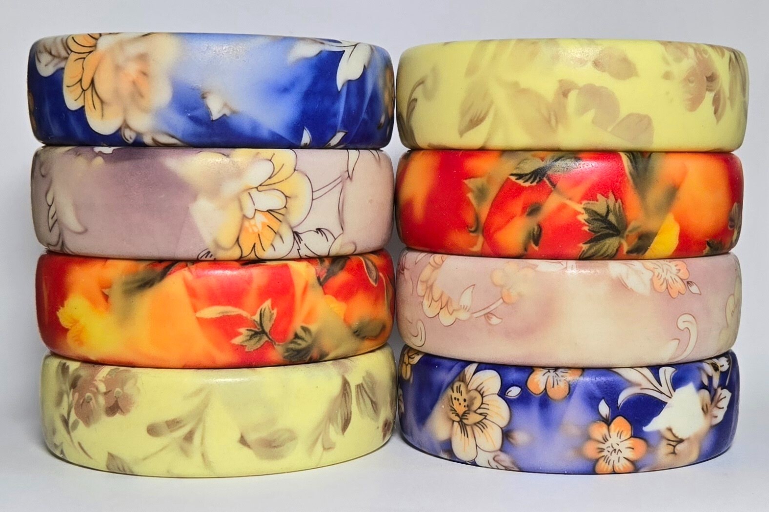 Wholesale Bangles Lot of 12 Resin Bangle Colorful Flower Print Stackable gallery