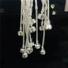 Silver Plated 10pcs 3mm Snake Chain Copper Bracelets Fit European Beads 20cm
