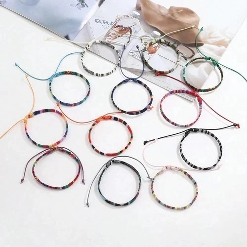12 Boho Men & Women Surfer Beach Bracelet Set Braided Boho Handmade Bracelets gallery