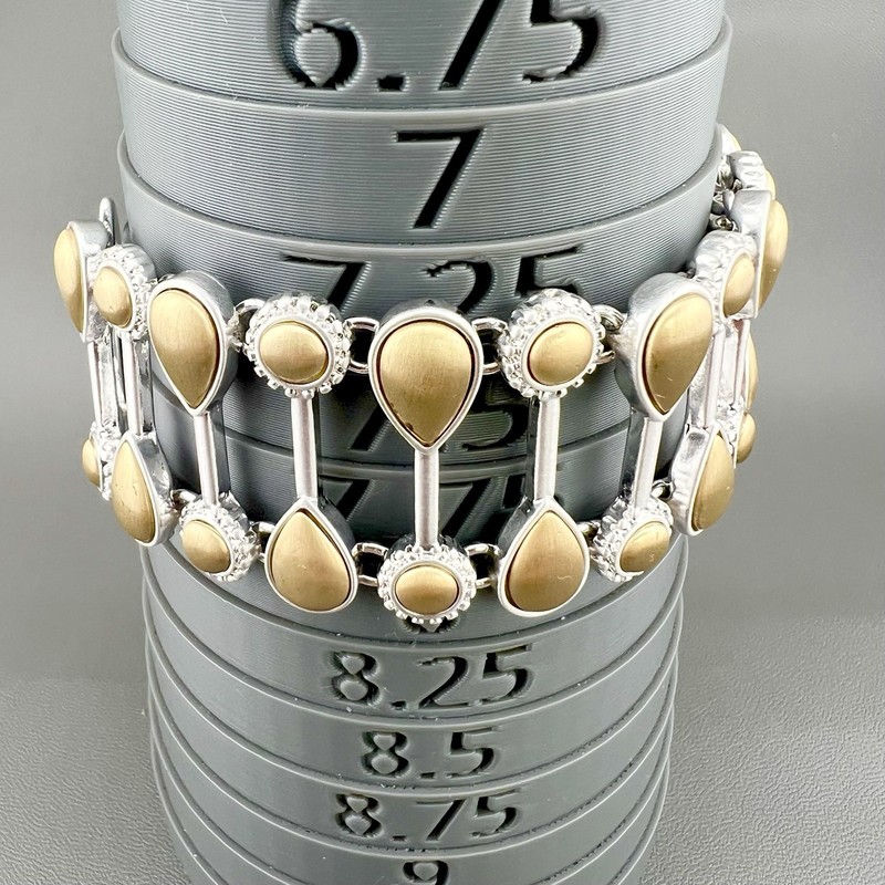 Lucky Brand Link Bracelet Two Tone Geometric Gold Silver Tone 7.75” gallery