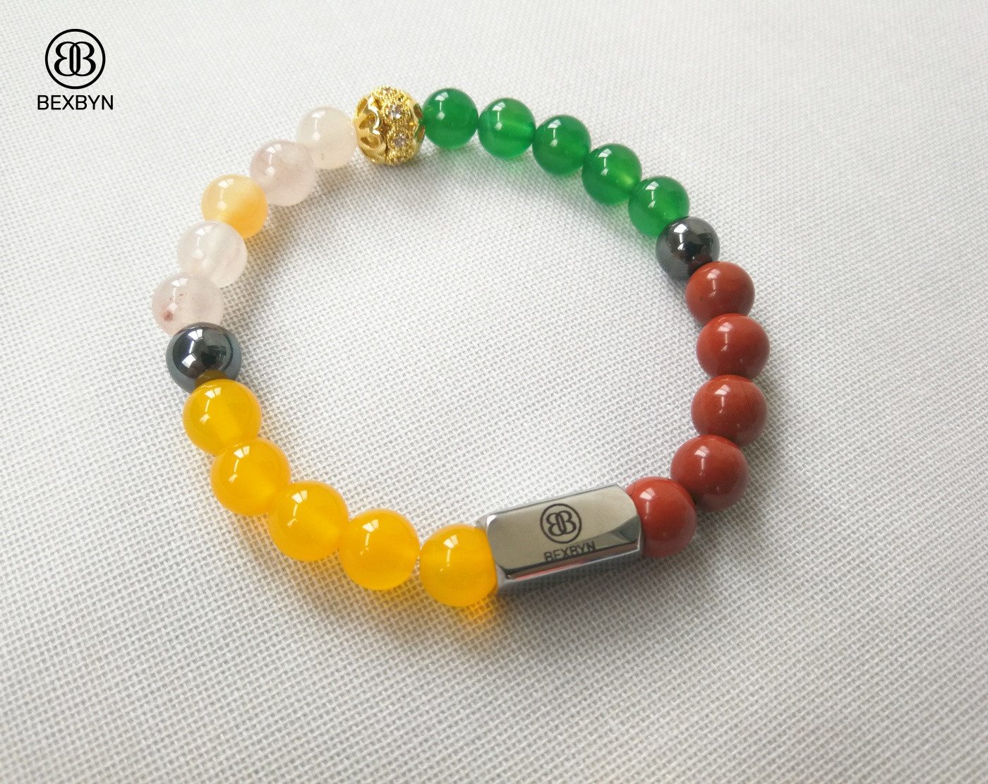 BEXBYN Handmade Natural Multicolor Agate 8mm Bracelet Crystal Gemstone Beads Gif gallery