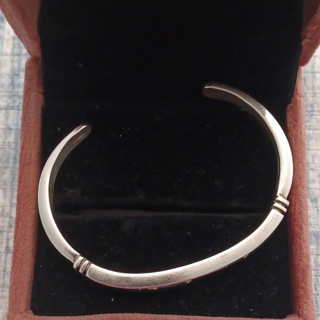 Handmade Navajo 925 Sterling Silver Cuff Bracelet Lapis Lazuli, White Opal Inlay gallery