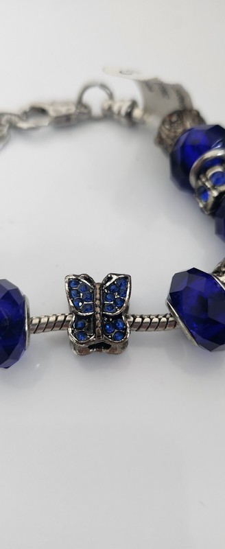 CHARMS bracelet. length 24 cm. new. color silver and blue gallery