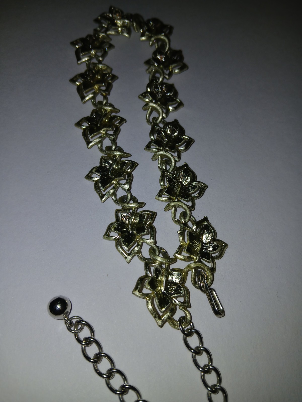 Silver Tone Flower Dangle Charm Cable Link Bracelet Adjustable Lobster Clasp gallery