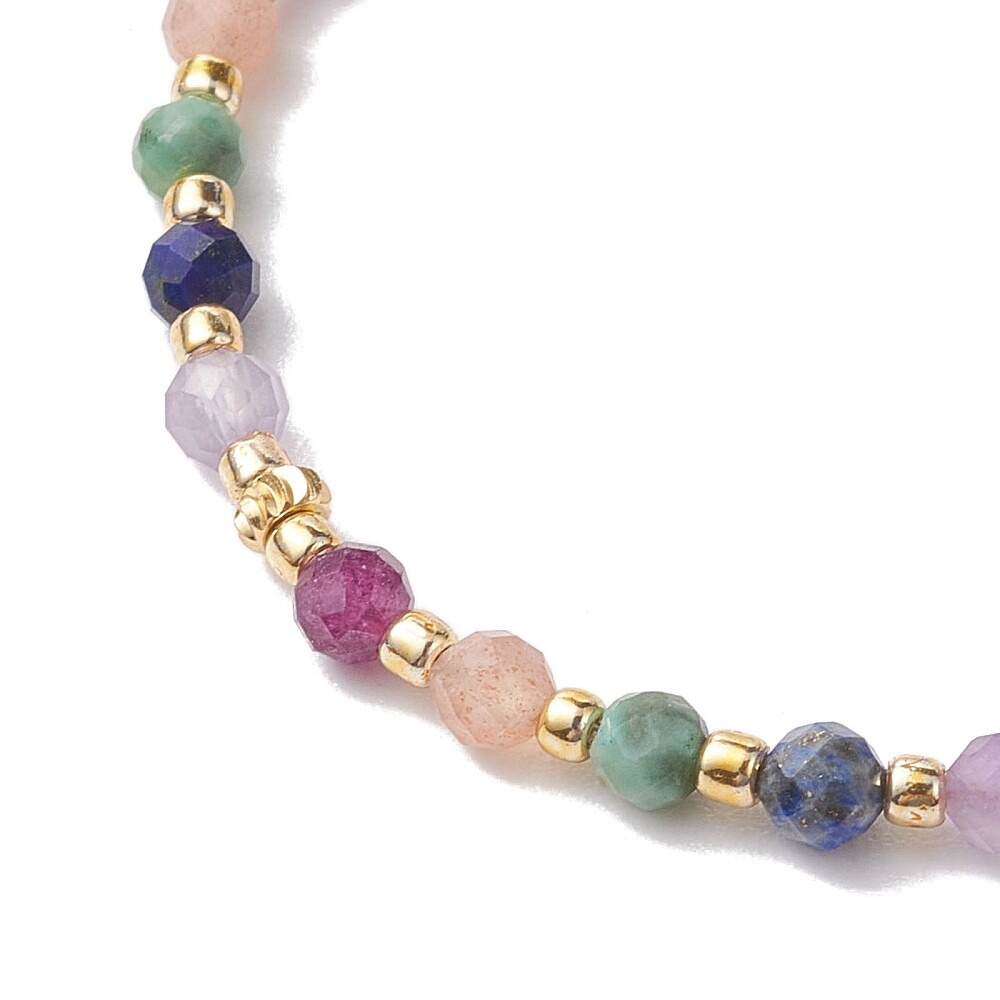 5pcs Bracelets 3mm Round Faceted Stone Braided Bead Chain Adjustable Nylon Cord gallery