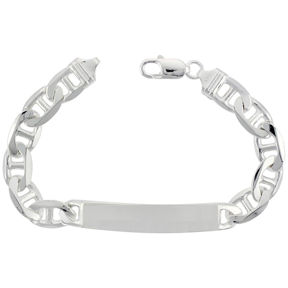9mm Sterling Silver Mariner Link ID Bracelet 8"-9", Made in Italy gallery