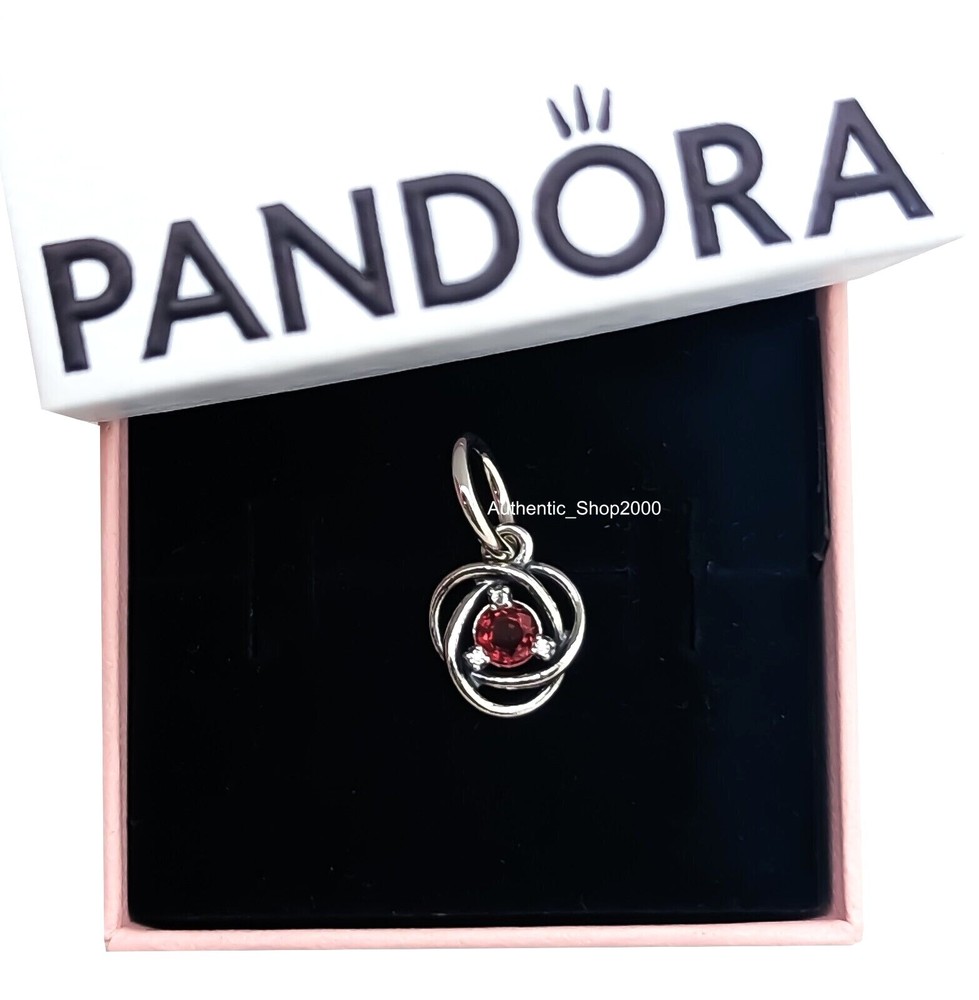 New 100% PANDORA 925 Birthstone July True Red Eternity Circle Charm 793125C07