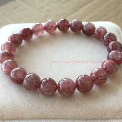 6/8/10mm Pink Strawberry Quartz Crystal Round Gemstone Beads Bracelet 7.5”