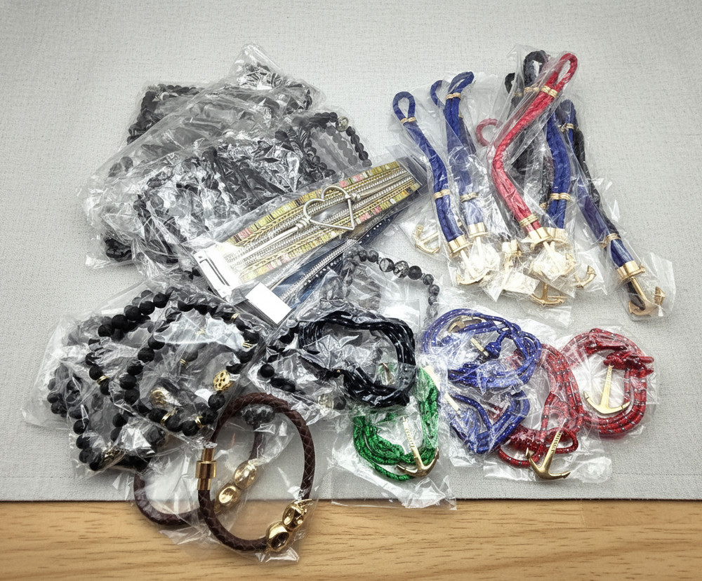 72 Pc New Fashion Jewelry Lot Lava Rock Nautical Anchor Bracelets Gothic Boho