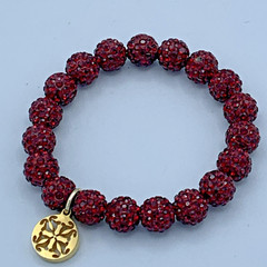 Rustic Cuff 6 inch Dark Red Beaded Stretch Bracelet B5-00
