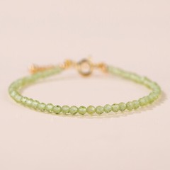 Natural Peridot Stone Dainty Bracelet 2.5mm Green Crystal Bracelet Minimalist