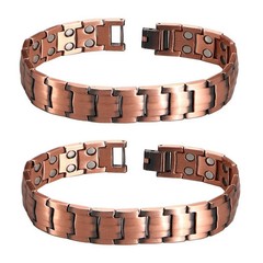 2 Pack Pure Copper Magnetic Bracelet Arthritis Pain Therapy Energy Cuff Bangle