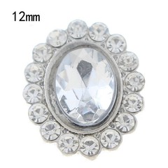 Snap Button 12 mm for Snap Jewelry Silver Clear Oval