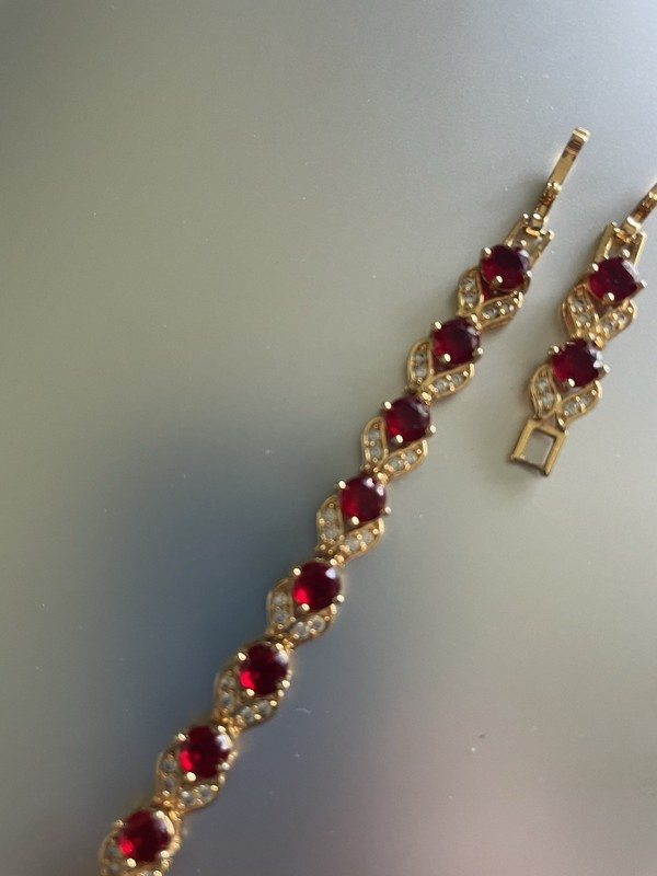 faux ruby rhinestones bracelet gold tone costume jewelry gallery