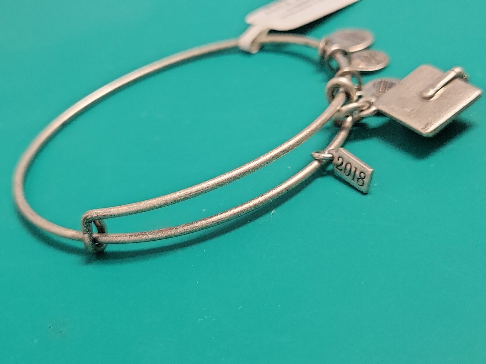 Alex and Ani 2018 Graduation Cap Bangle bracelet Coppure + Energy Silver NWT gallery