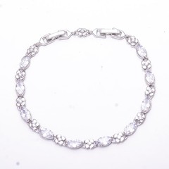 White Topaz & Cubic Zirconia 925 Sterling Silver Tennis Bracelet 7.99″ B40