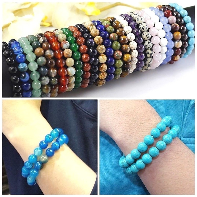 12mm Handmade Round Beaded Stretch Balance Bracelet 6.5-9" Healing Gemstone Gift gallery