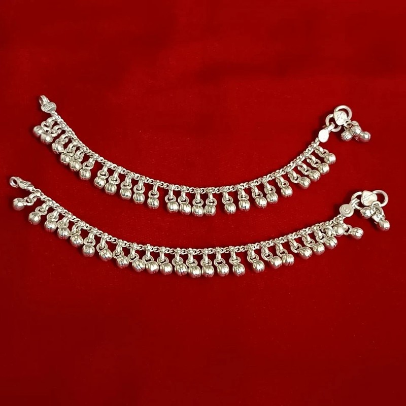 999 Sterling Silver Bell Charm Baby Anklet Child Jewelry 5-5.5" inch gallery
