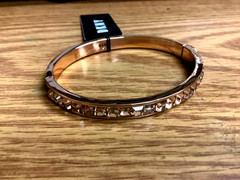 Beautiful DKNY Rose Gold-Tone Bangle With Rose Color Crystals NWT
