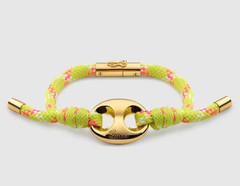 GUCCI Marina Chain Fabric Bracelet Gold Finished Hardware and Neon Band