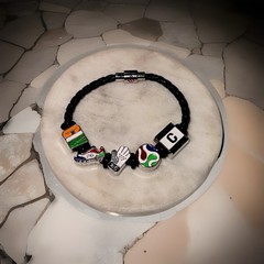 Braided Cord Charm Bracelet Magnetic Clasp Multicolor Letter Beads USA