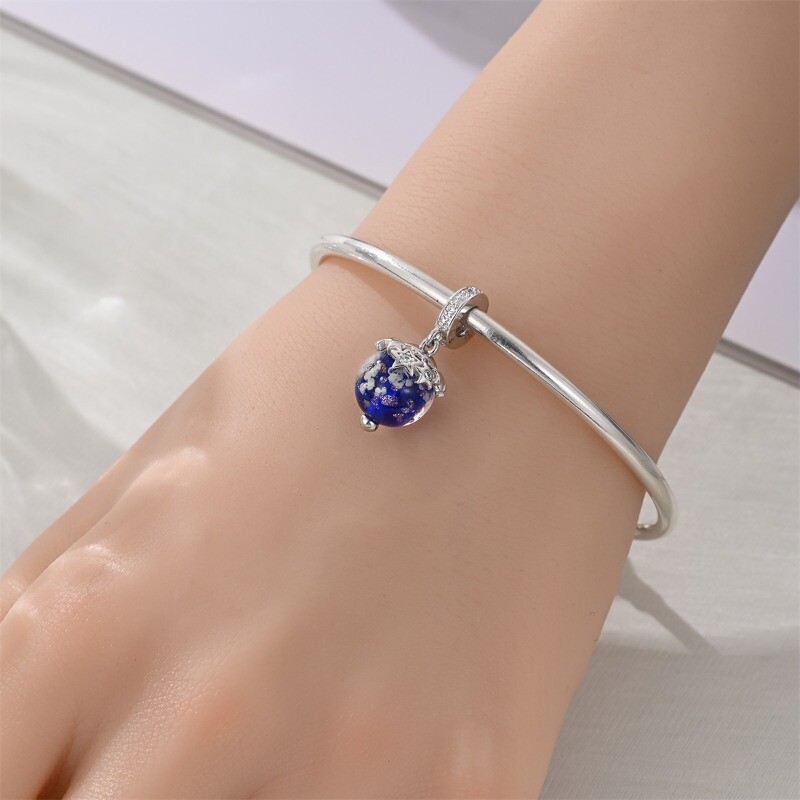 KUNSIR 925 Sterling Silver Charm Star Moon Glow Pendant For Bracelet Dangle DIY gallery