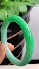 Cerified 52/53mm Natural Jadeite Old Pit Ice Full Green Round Small Bangle