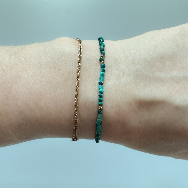 Natural Chrysocolla Stone Dainty Bracelet 2mm Green Gemstone Bracelet Handmade gallery