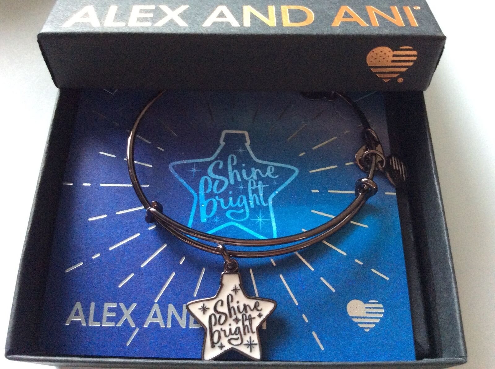 Alex and Ani Shine Bright Ornament Bangle Bracelet Metallic Burgundy NWTBC gallery