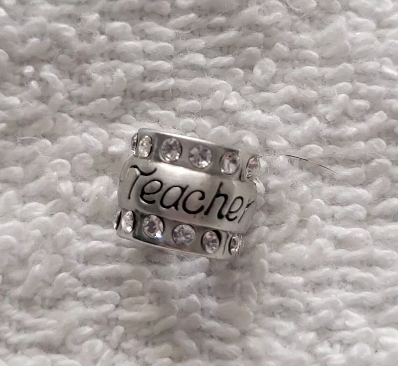 Brighton “Teacher” Bead Silver Plated/Clear Crystals NWOT Retired gallery