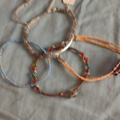 Lucky Brand Lot Beaded Braided Cord Lapis Lazuli Bracelets Multicolor Signed