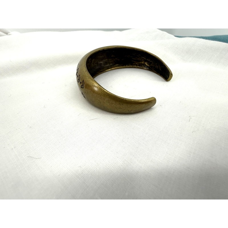 Vintage Brass Tone Etched Cuff Bracelet Boho Southwest Tribal Jewelry gallery