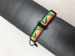 unisex black on black leather pot plant adjustable bracelet 7″