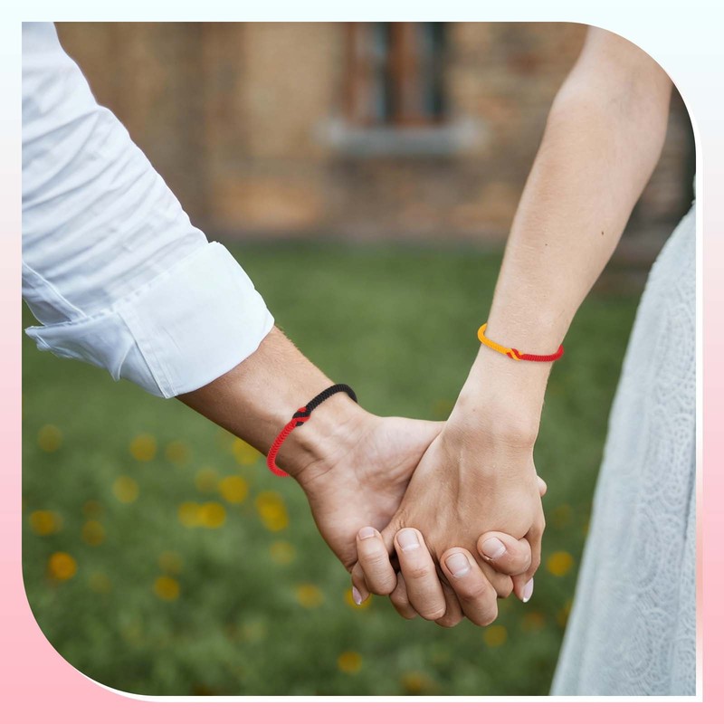 Matching Bracelets, 2pcs Red Black/Black White Knots, Black Red/Black White gallery