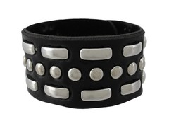 Zeckos Black Vinyl Wristband with Curved Link Studs