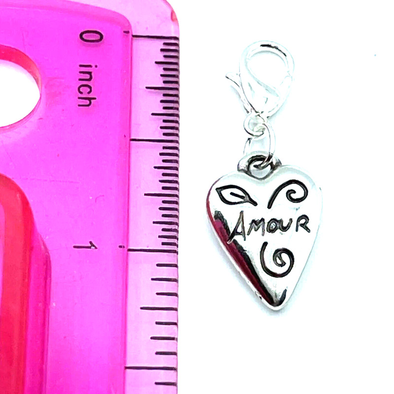 Brighton Amour Heart Love Etched Letters Reversible Custom Snap Silver Charm gallery