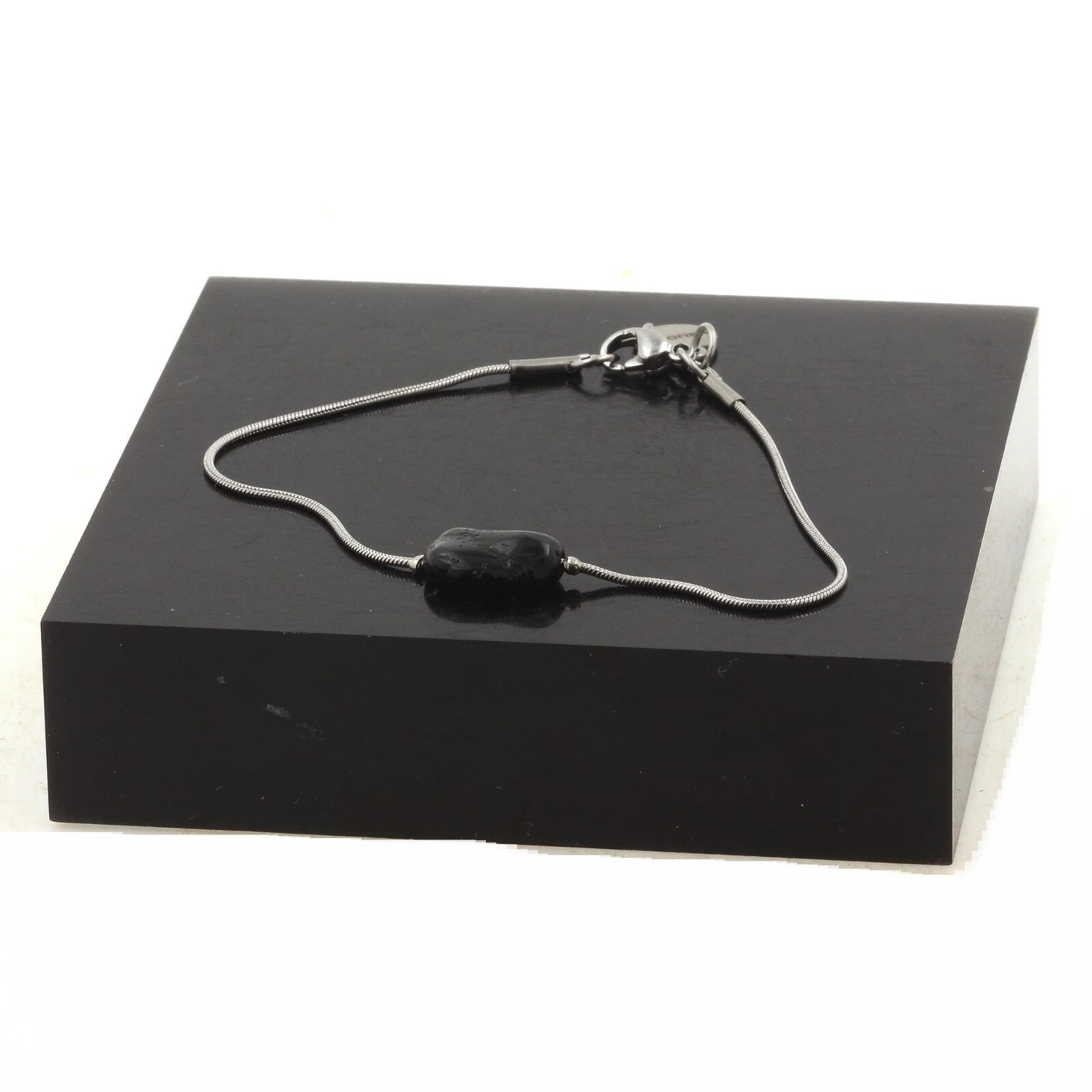 Stainless Steel Bracelet 1 Tourmaline Schorl Pearl From Brazil Free Form gallery