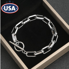 Silver Mens Punk Titanium Steel Chain Curb Cuban Link Bracelet Gifts Men Women