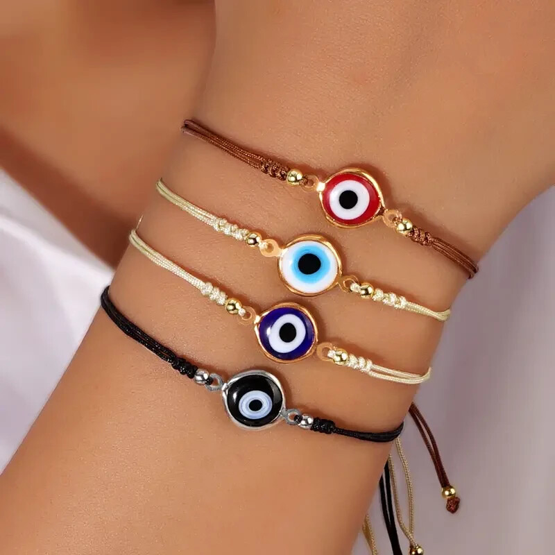 4pcs Handmade Adjustable Rope Friendship Bracelets Glass Enamel Eye SHIPS FAST gallery