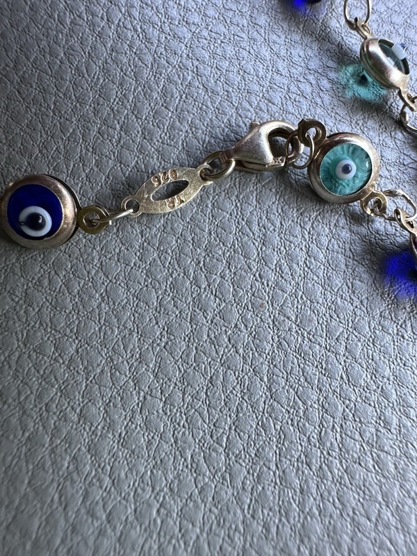 Evil Eye Charm Cable Chain Bracelet Gold Blue Green Lobster gallery
