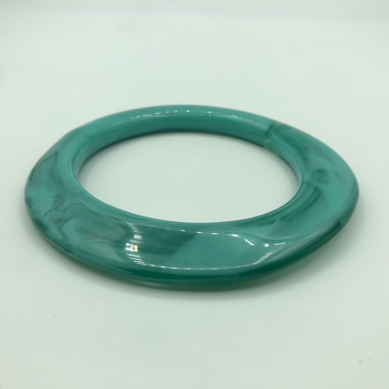 STATEMENT Bangle Asymmetric Blue Green Swirl Design Boho Christmas Retro gallery