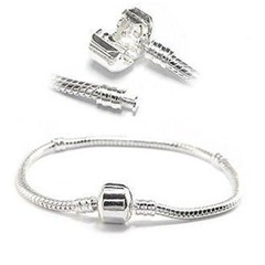 7.5″ European Style Snake Chain Charm Bracelets Silver Plated