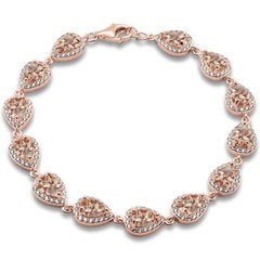 Rose Gold Plated Pear Morganite & Cubic Zirconia .925 Sterling Silver Bracelet