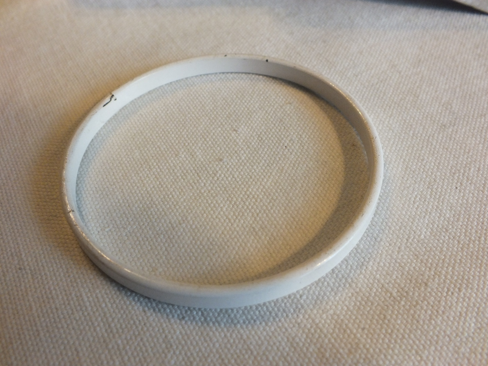 Bangle Bracelet White Enamel over Metal 2 5/8" Across x 1/4" Wide CUTE gallery