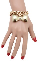 Women Bracelet Gold Metal Chain Bow Tie Charm Fashion Jewelry Sexy Cute