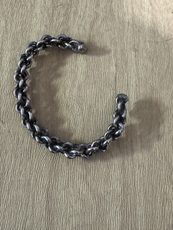 Chainmaille Silverplate Viking Cuff Woven Dark Silver Bracelet 6 1/2" gallery