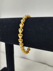 Stamped 925 Gold Heart Design Faux Diamond Tennis Bracelet Secure Clasp Jewelry