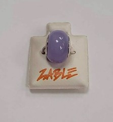 New Italian Zable Charm Lavender 1/2”wide & 1/4” Hole Murano Glass .925 Gift